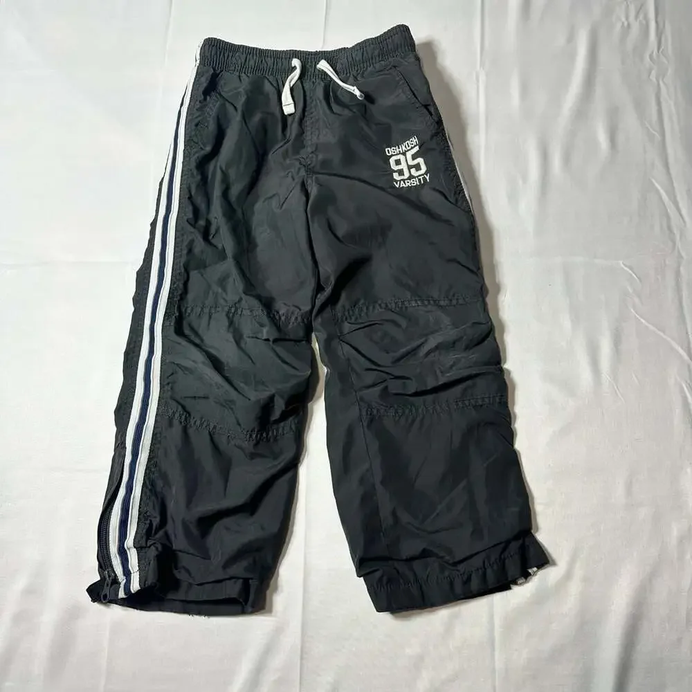 OshKosh B’Gosh Boys 5 Gray Varsity 95 Zip Side Wind Jersey Lined Track Pants